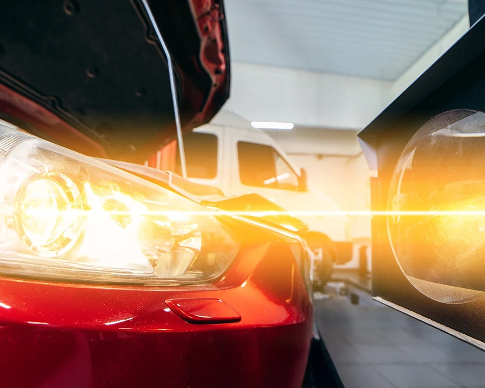 Foto eines Lichttest in einer Autowerkstatt